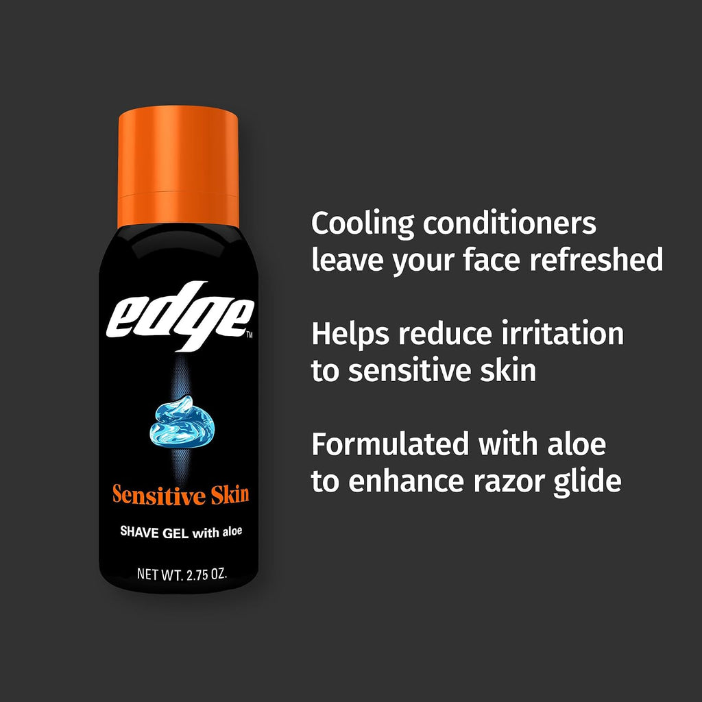 Edge Gel de afeitar para hombres, piel sensible con aloe, gel de af...