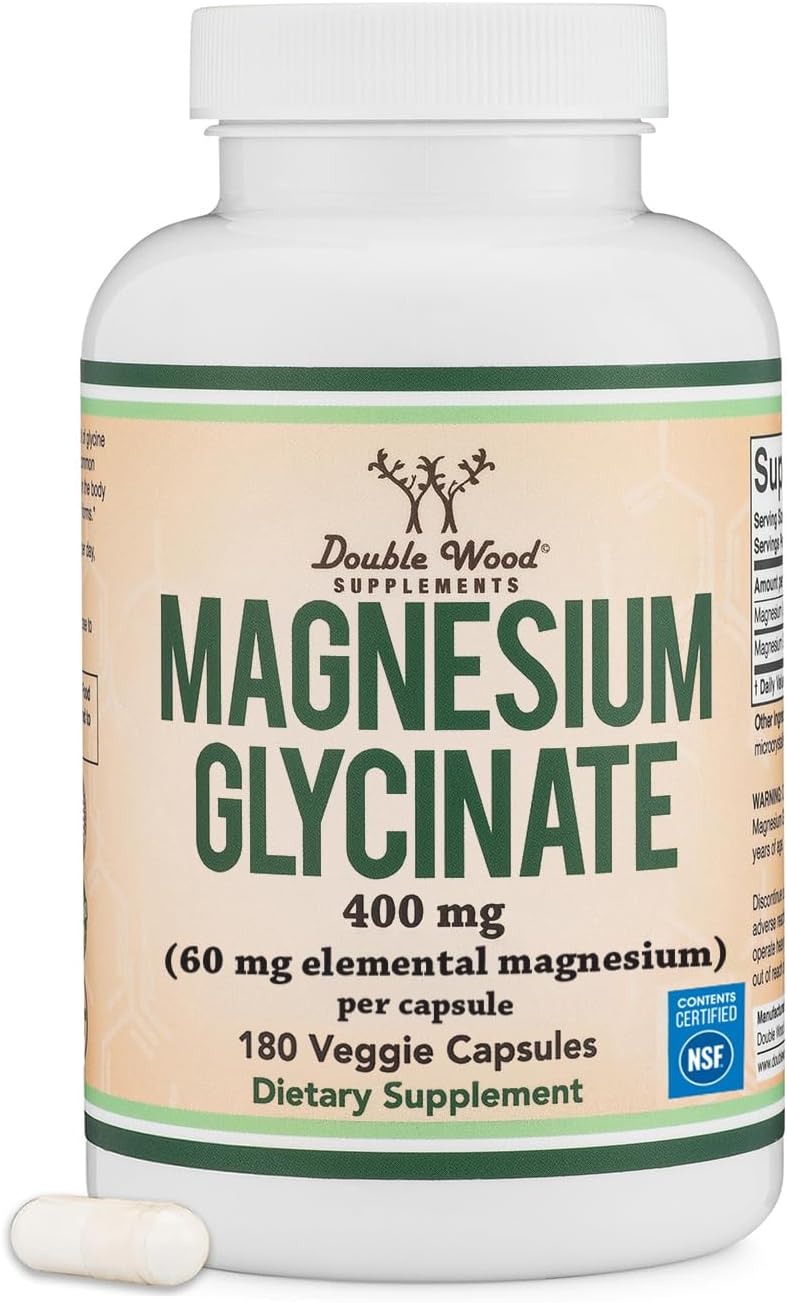 Glicinato de magnesio 400 mg | 180 cápsulas | Soporte para dormir,...
