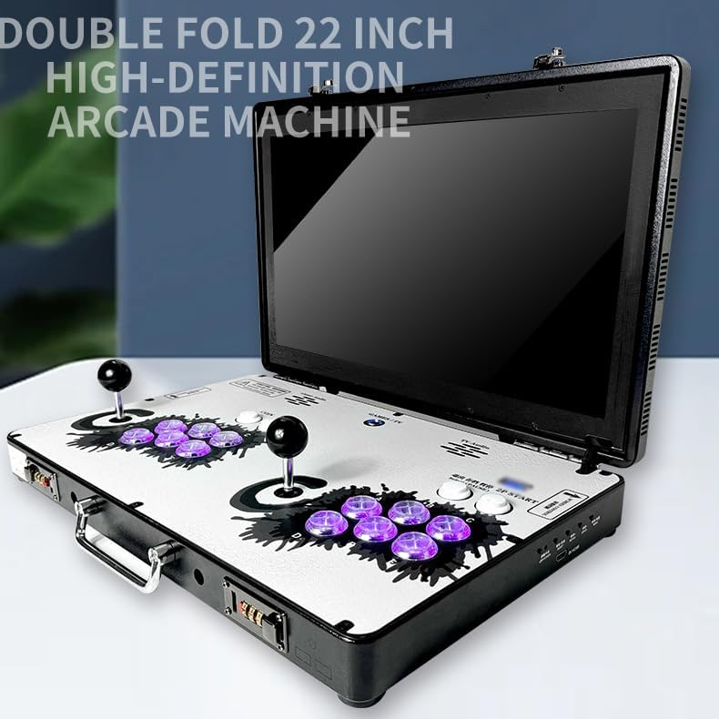Consola de Juego Arcade Portátil WYGaming 20000 en 1 Caja de Metal, Consola de Juego Electrónico Retro de Pantalla 3D de 22 Pulgadas, con Funciones de Buscar/Ocultar/Guardar/Cargar/Pausar