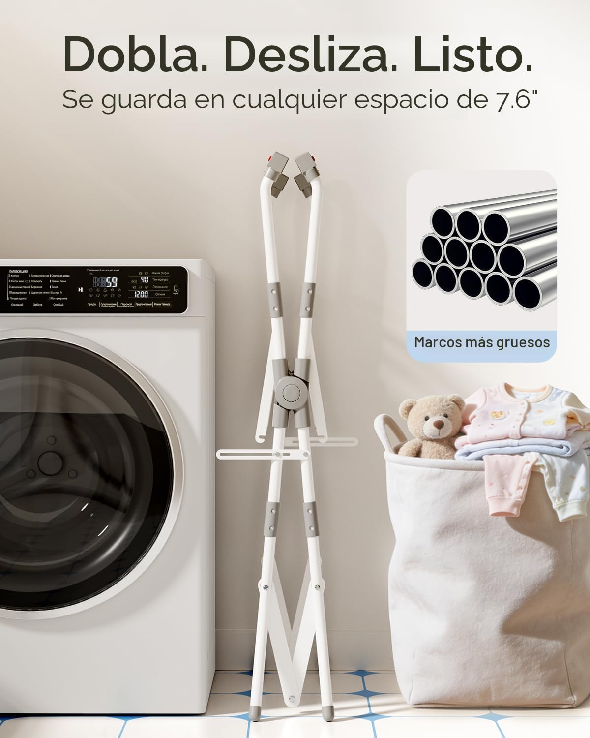 BUNWAG Bañera plegable para bebé con soporte, bañera portátil 2 en...