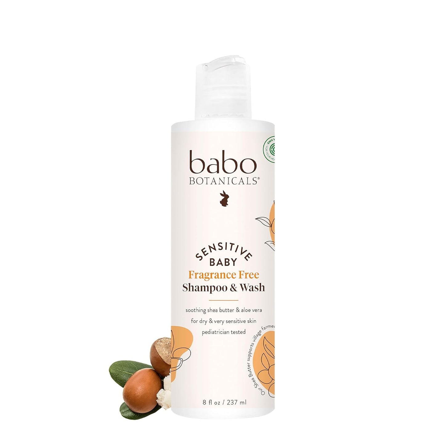 Babo Botanicals Sensitive Baby Champú y lavado 2 en 1 sin fragancia...