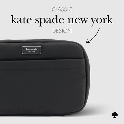 Kate Spade New York Bolso organizador técnico de nylon - Organizador de cables electrónicos, estuche de viaje para cargadores, banco de energía, AirPods y accesorios - Negro con firma