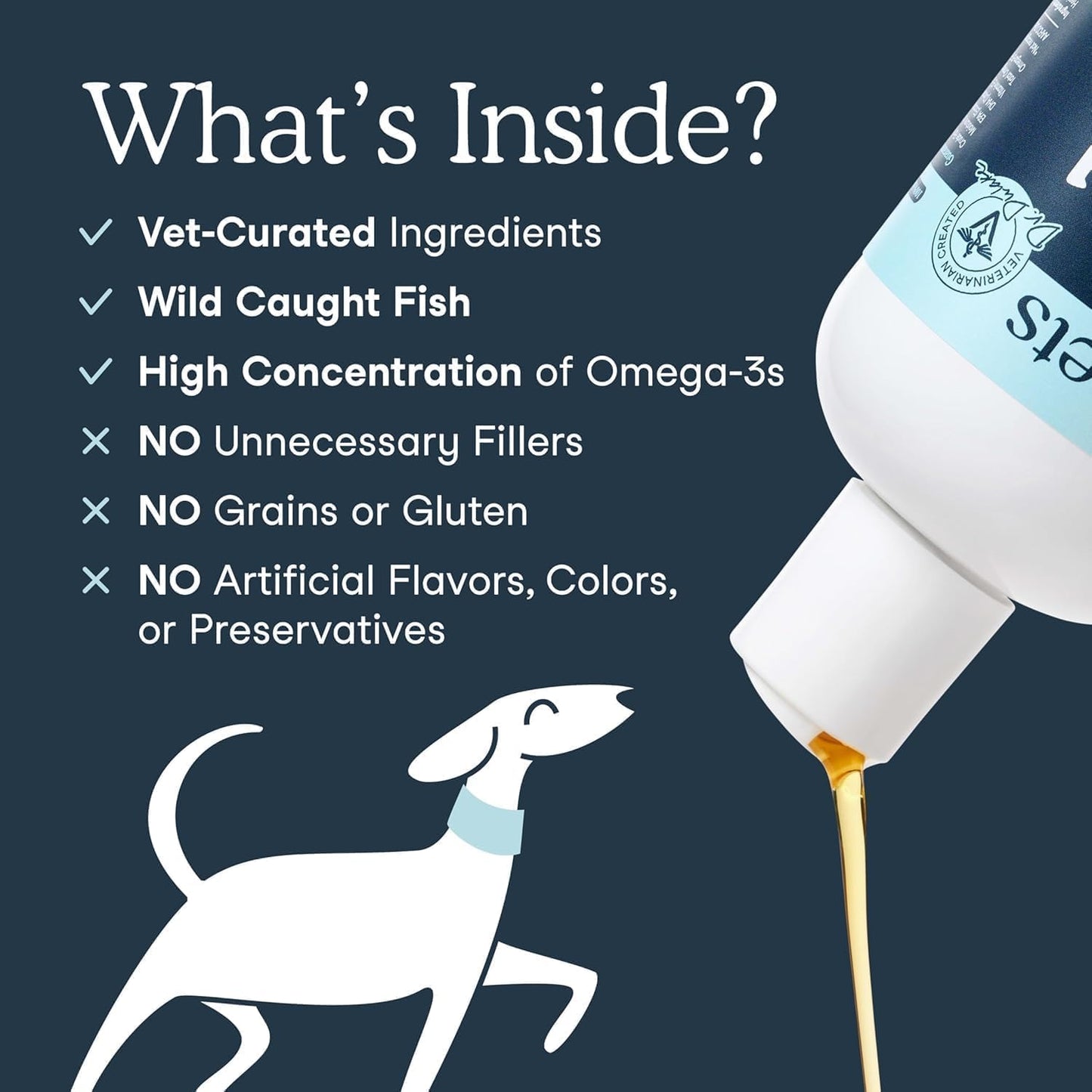 Fera Pets - Aceite de pescado líquido sin OMG Omega 3 para perros y...
