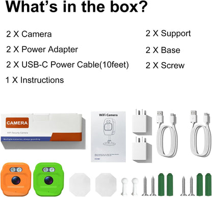 PHANSATIM 2 cámaras de seguridad WiFi 1080P, monitor de bebé, cámar...