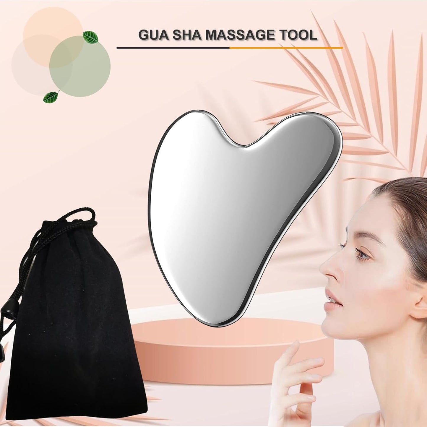 Hysotok Herramientas faciales Gua Sha de acero inoxidable, rodillo...