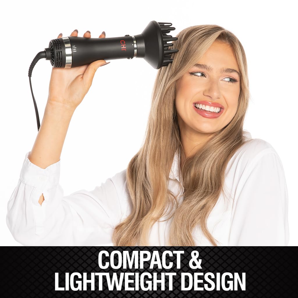 CHI Volumizer - Cepillo de soplado 4 en 1, secador de pelo que crea un cabello suave, sedoso y brillante, cuatro accesorios intercambiables para un estilo versátil, color negro