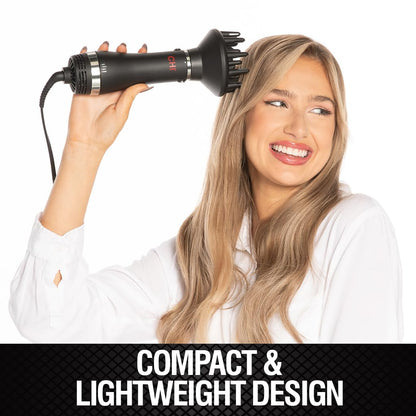 CHI Volumizer - Cepillo de soplado 4 en 1, secador de pelo que crea un cabello suave, sedoso y brillante, cuatro accesorios intercambiables para un estilo versátil, color negro