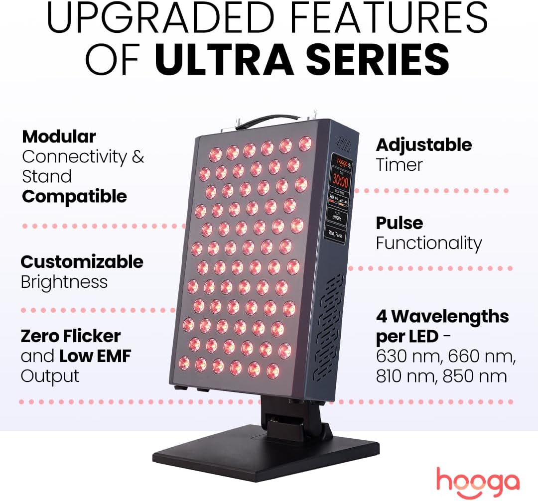 Panel de Terapia de Luz Roja Hooga, Luz LED Roja e Infrarroja Cerca...