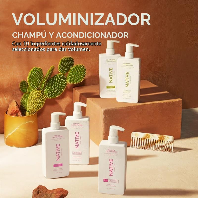 Native El champú y acondicionador de flores de vainilla y cactus co...