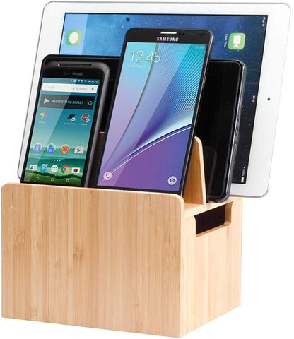 MobileVision Estación de carga de bambú y adaptador compatible con...