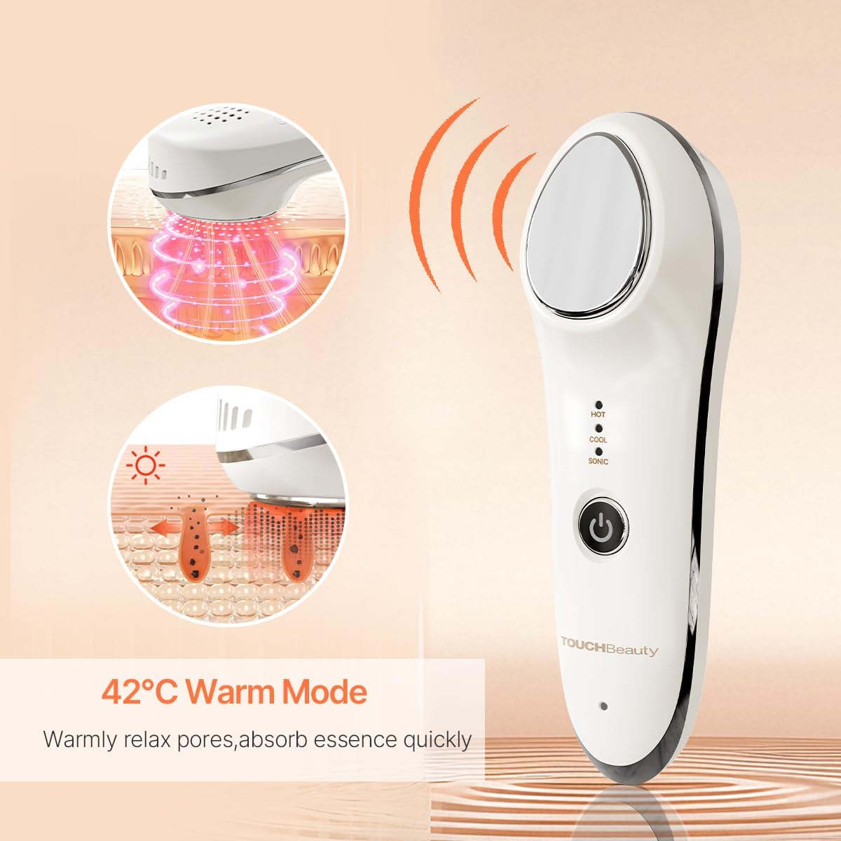 TOUCHBeauty Masajeador facial caliente y frío, dispositivo de vibra...