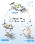 BUNWAG Bañera plegable para bebé con soporte, bañera portátil 2 en...