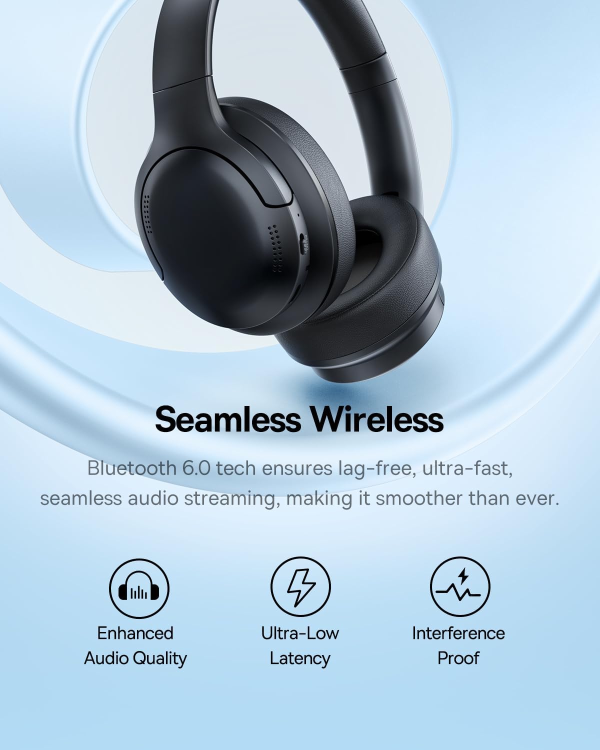 Baseus Bass BH1 Lite - Auriculares Bluetooth sobre la oreja, SuperBass, tiempo de reproducción de 80 horas, llamadas claras AI ENC, ajuste cómodo, control inteligente de aplicaciones, Bluetooth 6.0