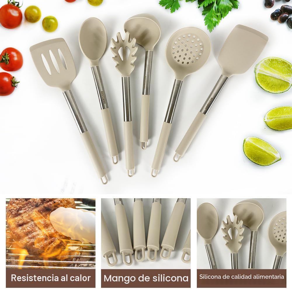 Juego de utensilios de cocina - Utensilios de cocina de silicona -...