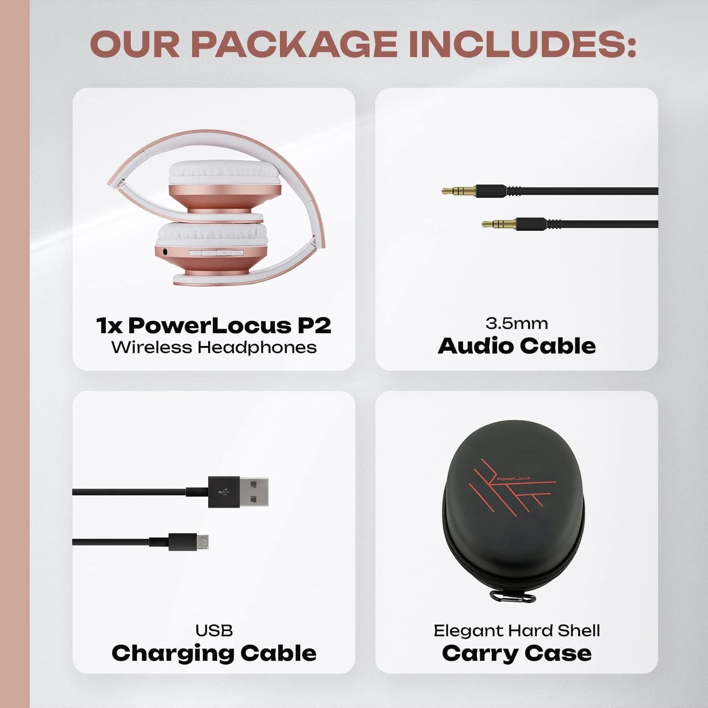 PowerLocus Auriculares Bluetooth sobre la oreja, auriculares inalám...