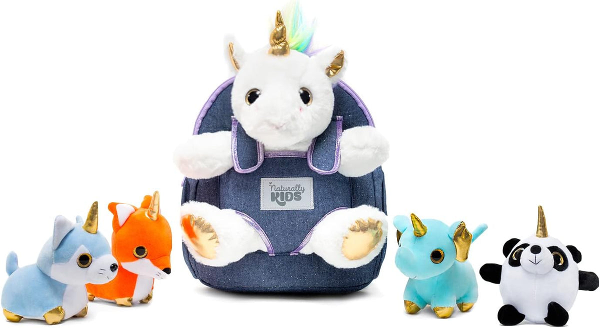 Naturally KIDS Mochila de unicornio para niños pequeños con juguete...