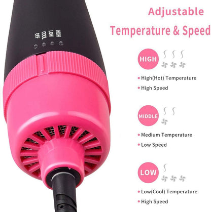 Cepillo Secador de Pelo y Volumizador, 3 en 1 Salon Electrico Cepillo de Aire Caliente Alisador y con Iones Negativos Para el Cabello Rizado y Recto
