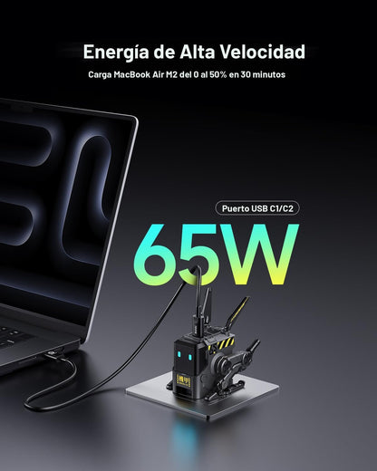 GravaStar Bloque de Cargador Rápido de Robot Alpha65 GaN de 65W, Ca...