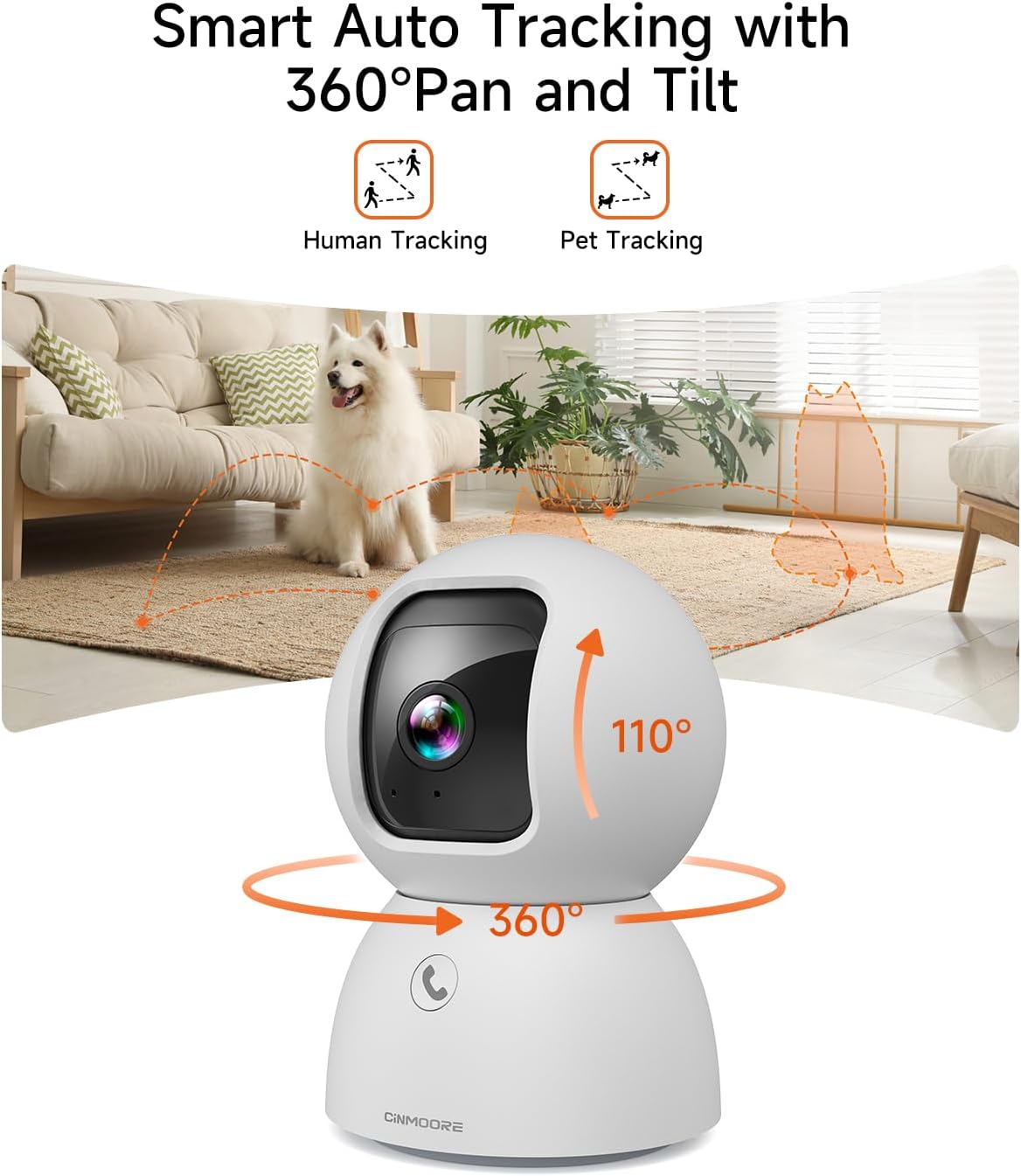 CINMOORE Cámara para mascotas 5G para interiores con aplicación de...