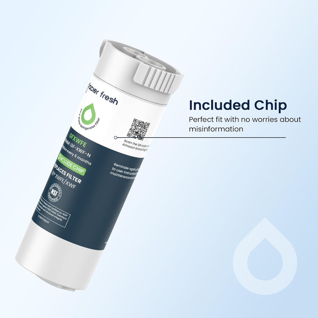 GLACIER FRESH XWFE - Filtro de agua para refrigerador (chip integra...