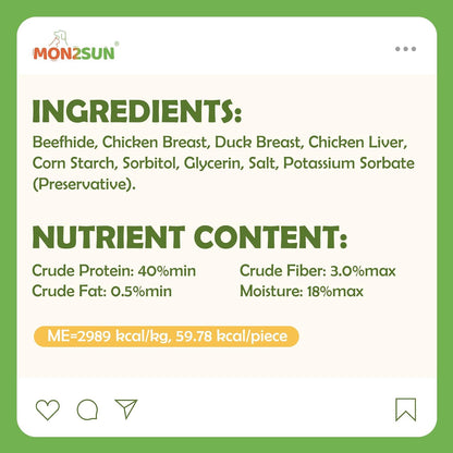 MON2SUN Golosinas para perros, bocadillos de cuero crudo envueltos...