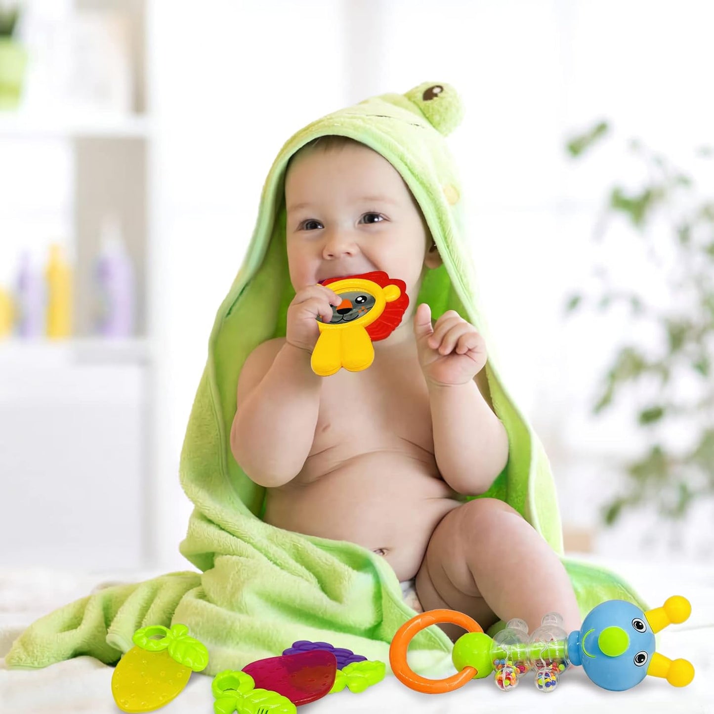 AIVIAI Juguetes para bebés de 0 a 6 meses, juguetes para bebés de 0 a 3 meses, sonajeros para bebés, juego de juguetes con caja de almacenamiento, sonajeros musicales para recién nacidos, juego de regalos con el primer sonajero del bebé (11 piezas)