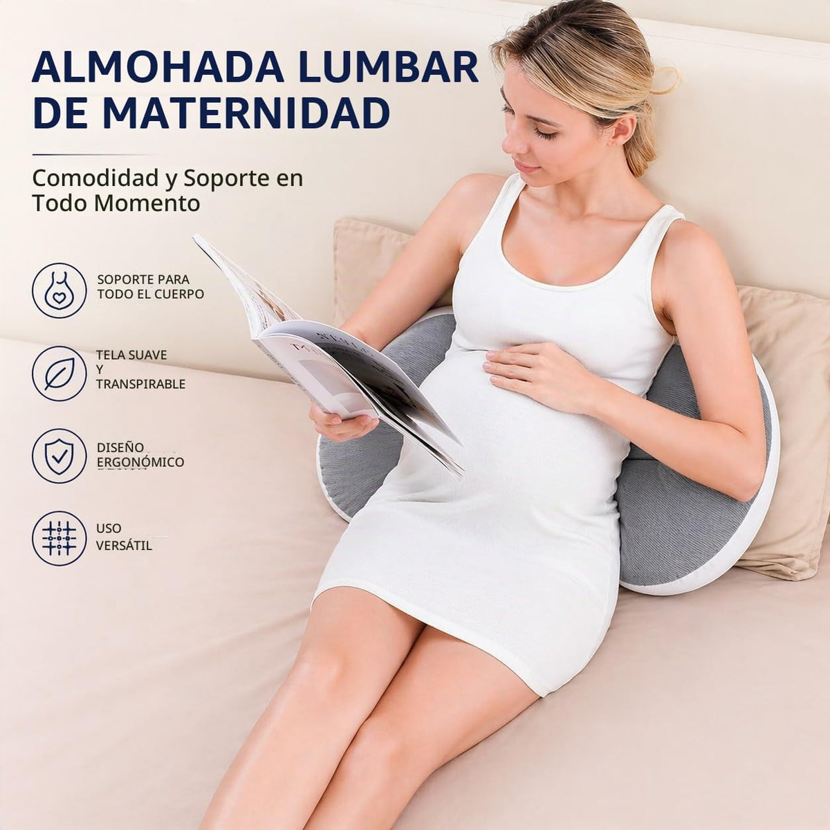 PandaEar Almohada de Embarazo Cuña para Dormir, Soporte Corporal de...