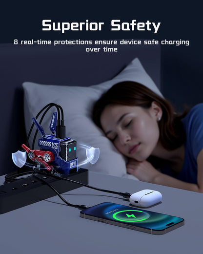 GravaStar Cargador Rápido GaN Robot Alpha65 de 65W, Adaptador de En...
