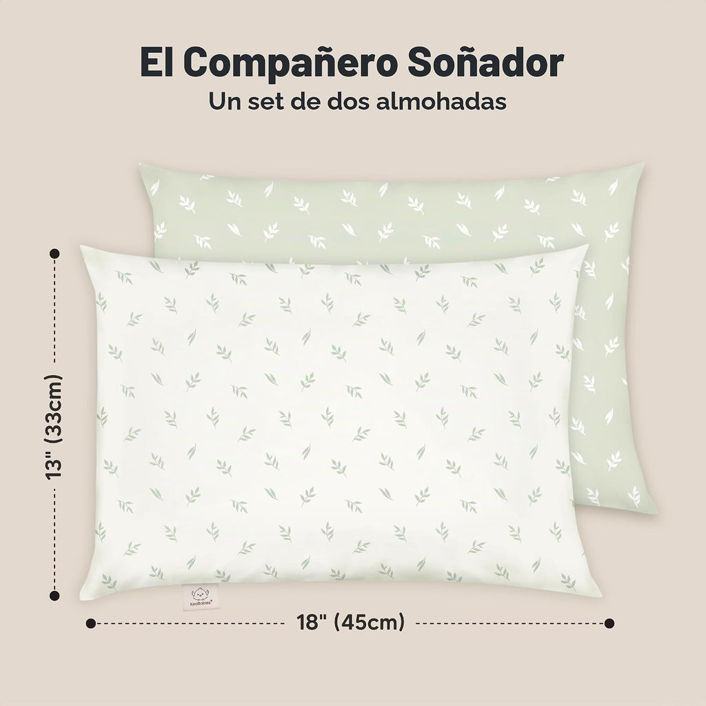 KeaBabies Paquete de 2 almohadas para niños pequeños de 13 x 18 pul...