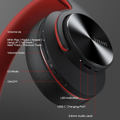 DOQAUS Auriculares Bluetooth sobre la oreja, tiempo de reproducción...