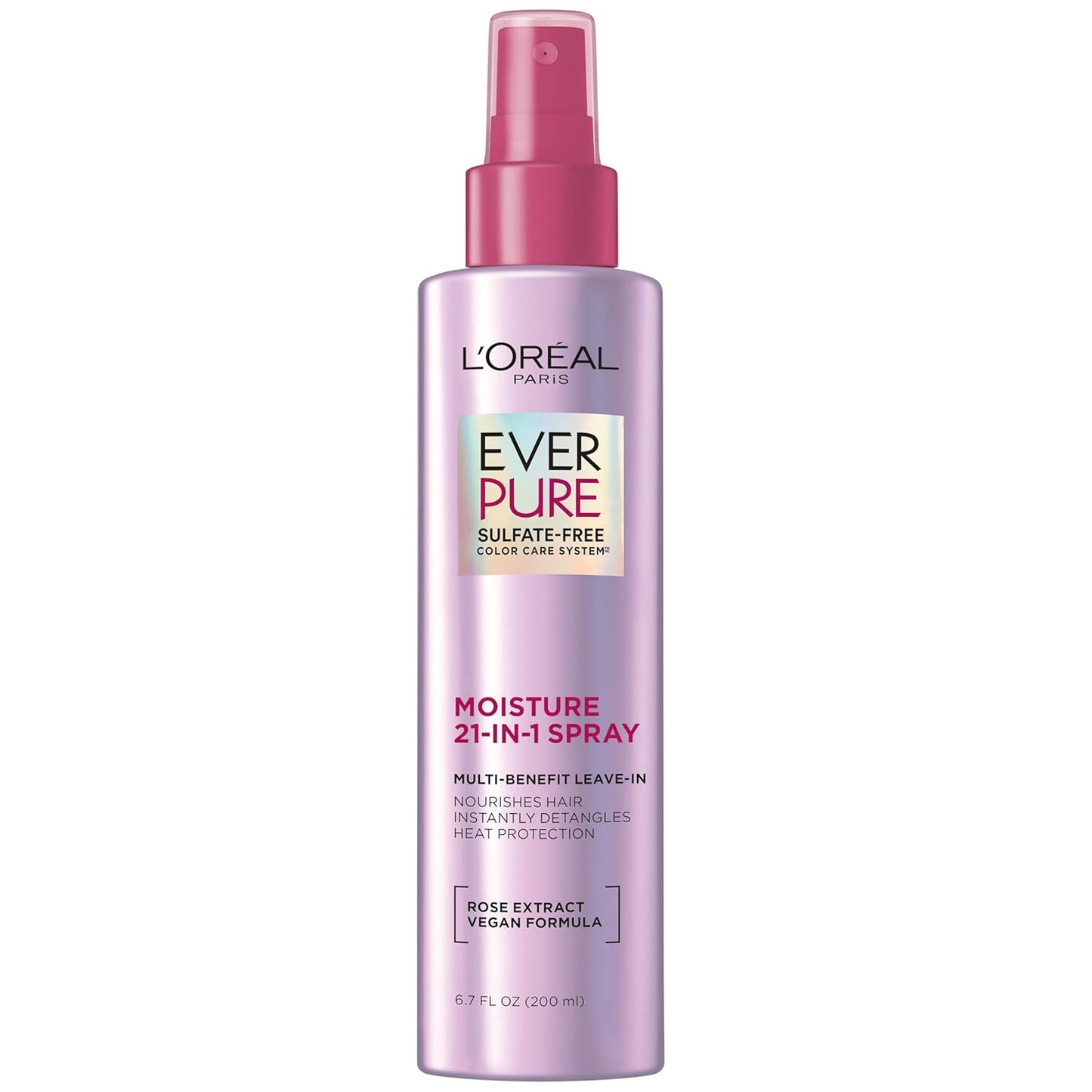 L'Oreal Paris Acondicionador en aerosol sin enjuague 21 en 1, sin sulfato, vegano, EverPure 6.8 onzas líquidas