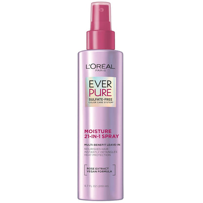 L'Oreal Paris Acondicionador en aerosol sin enjuague 21 en 1, sin sulfato, vegano, EverPure 6.8 onzas líquidas
