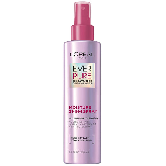 L'Oreal Paris Acondicionador en aerosol sin enjuague 21 en 1, sin sulfato, vegano, EverPure 6.8 onzas líquidas