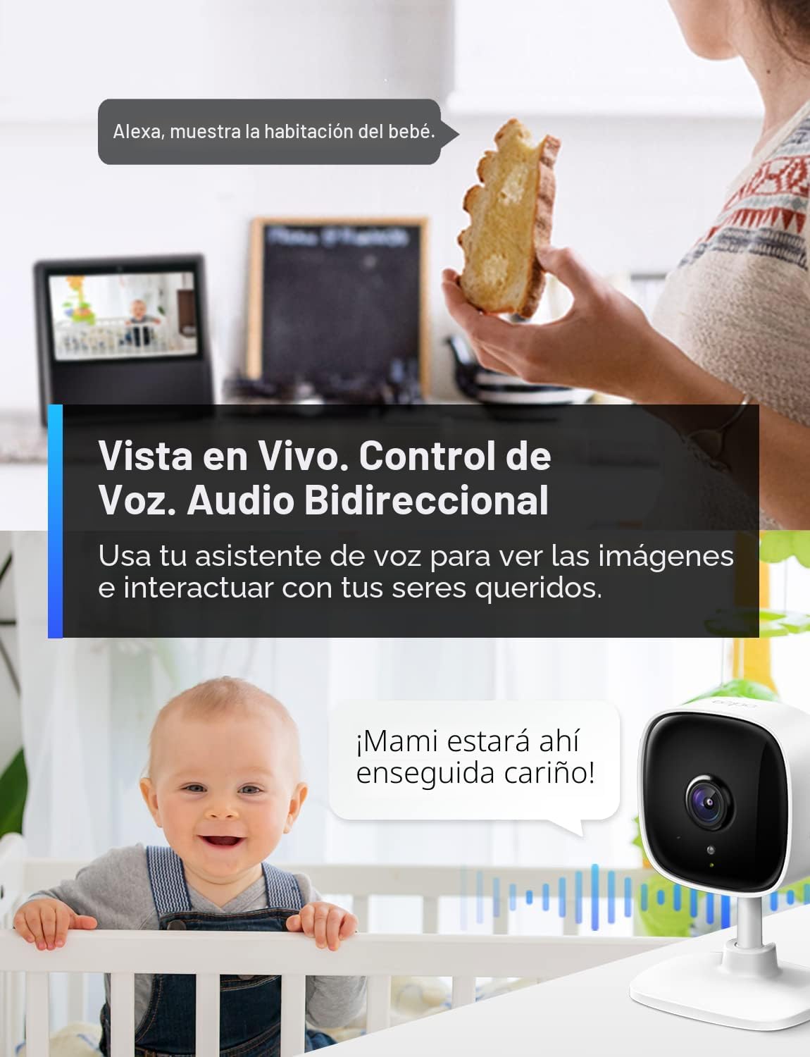 TP-Link Tapo - Cámara de seguridad interior de 1080P para monitor d...