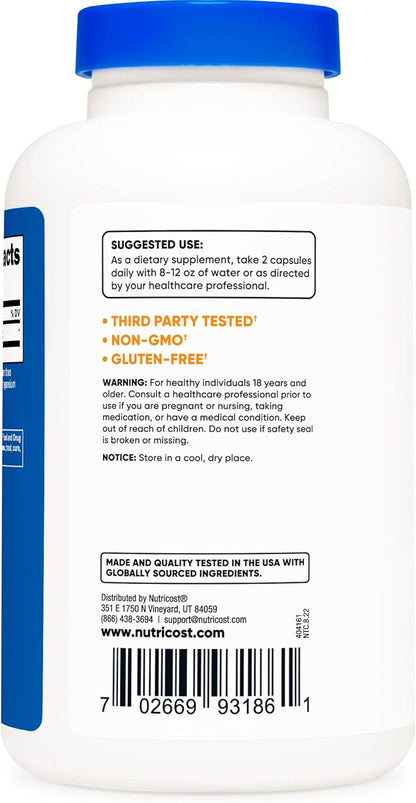 Suplemento Nutricost Ácido Alfa Lipoico, 0.02 oz por porción, 120 p...