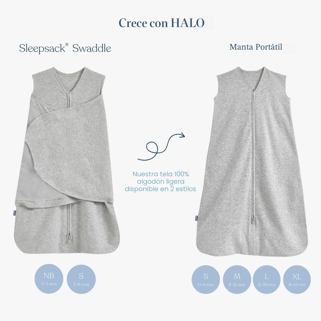 HALO Saco de dormir con manta de arropar 100% algodón, manta con 3...