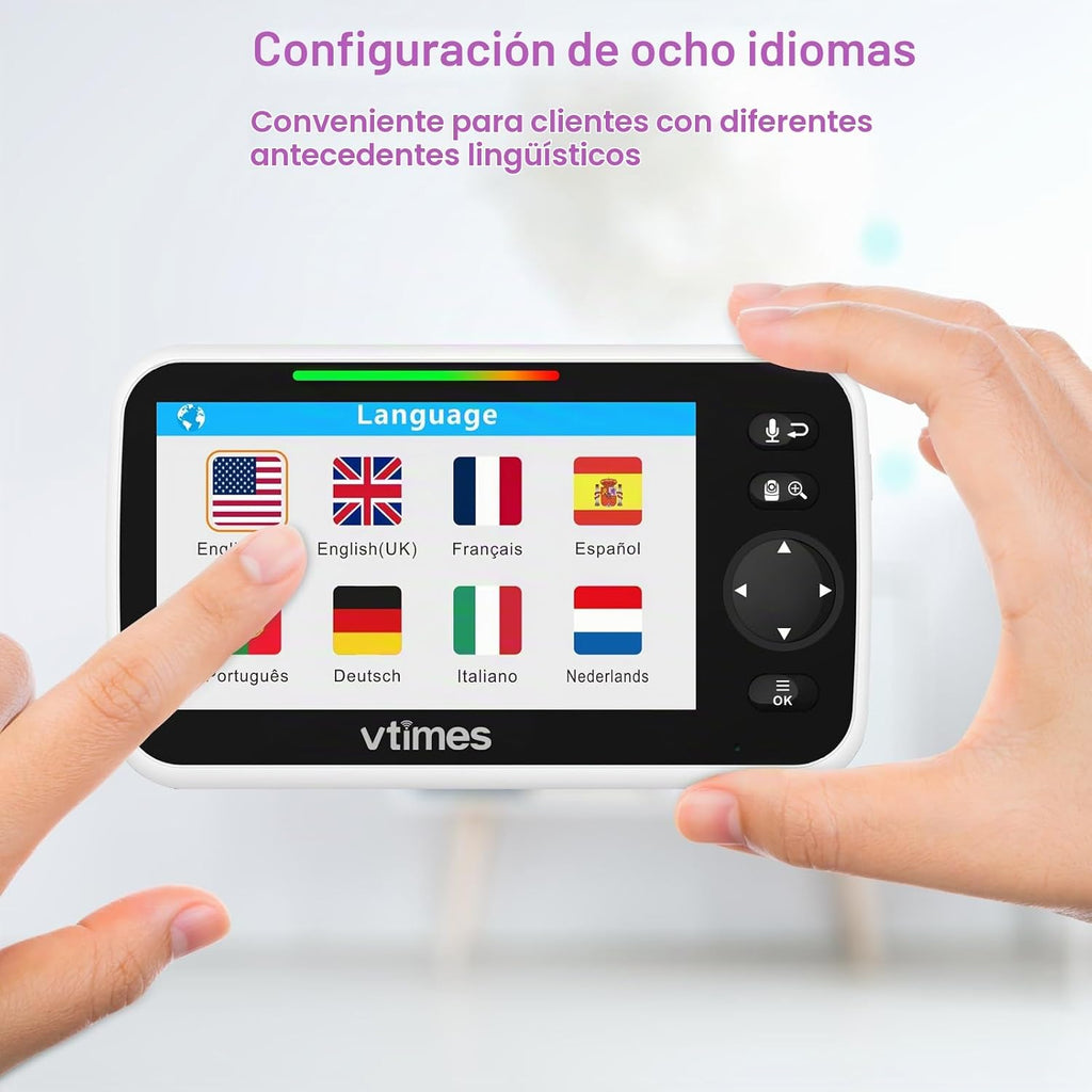 VTimes Monitor de bebé de video con cámara y audio, sin WiFi de 5 p...