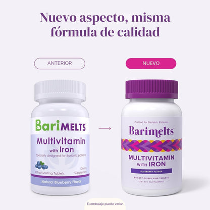 BariMelts Multivitamínico bariátrico con hierro - Suministro para 1...