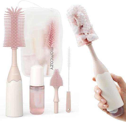 Momcozy Kit de Cepillos para Biberón, Diseño Innovador de Presionar...
