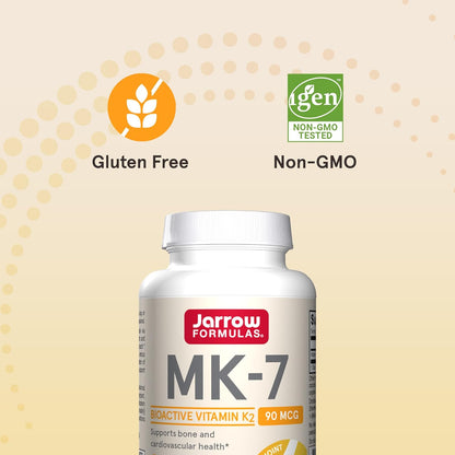 Jarrow Formulas MK-7 90mcg - Forma Bioactiva de VIT K2 - 60 Porcion...