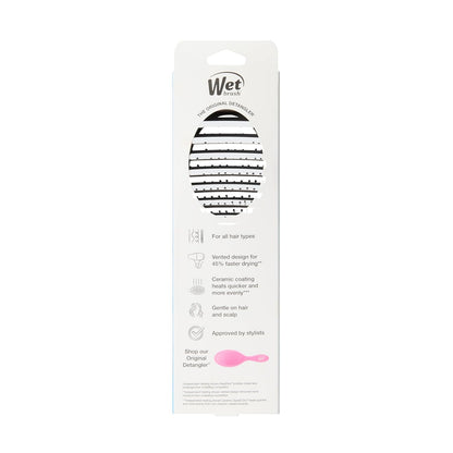 Wet Brush Cepillo de pelo de cerámica Speed Dry color negro, diseño ventilado y cerdas suaves HeatFlex para un estilo seguro de secado por soplado, mango ergonómico para desenredar sin dolor