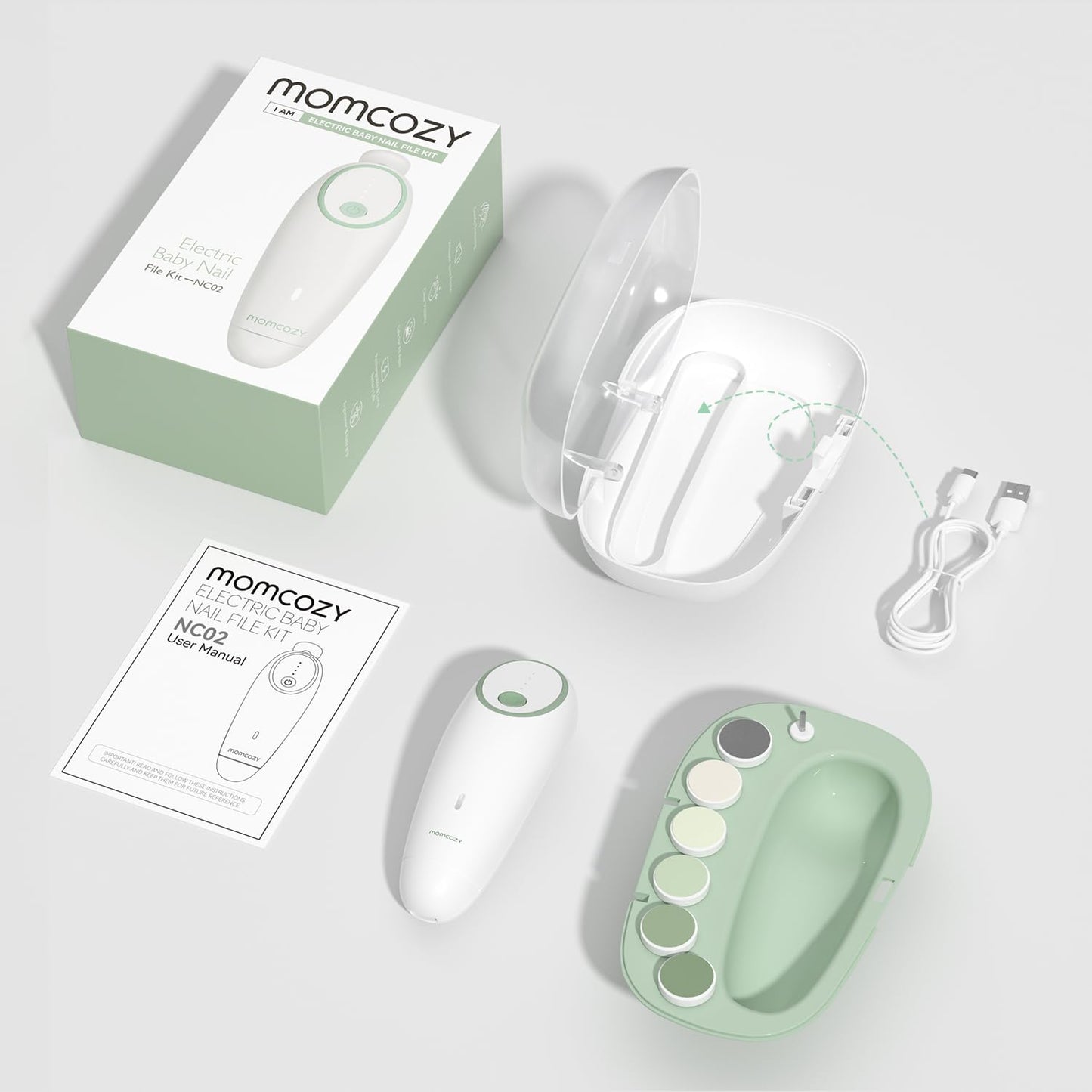 Momcozy Lima eléctrica de uñas para bebé, recortadora de uñas eléct...