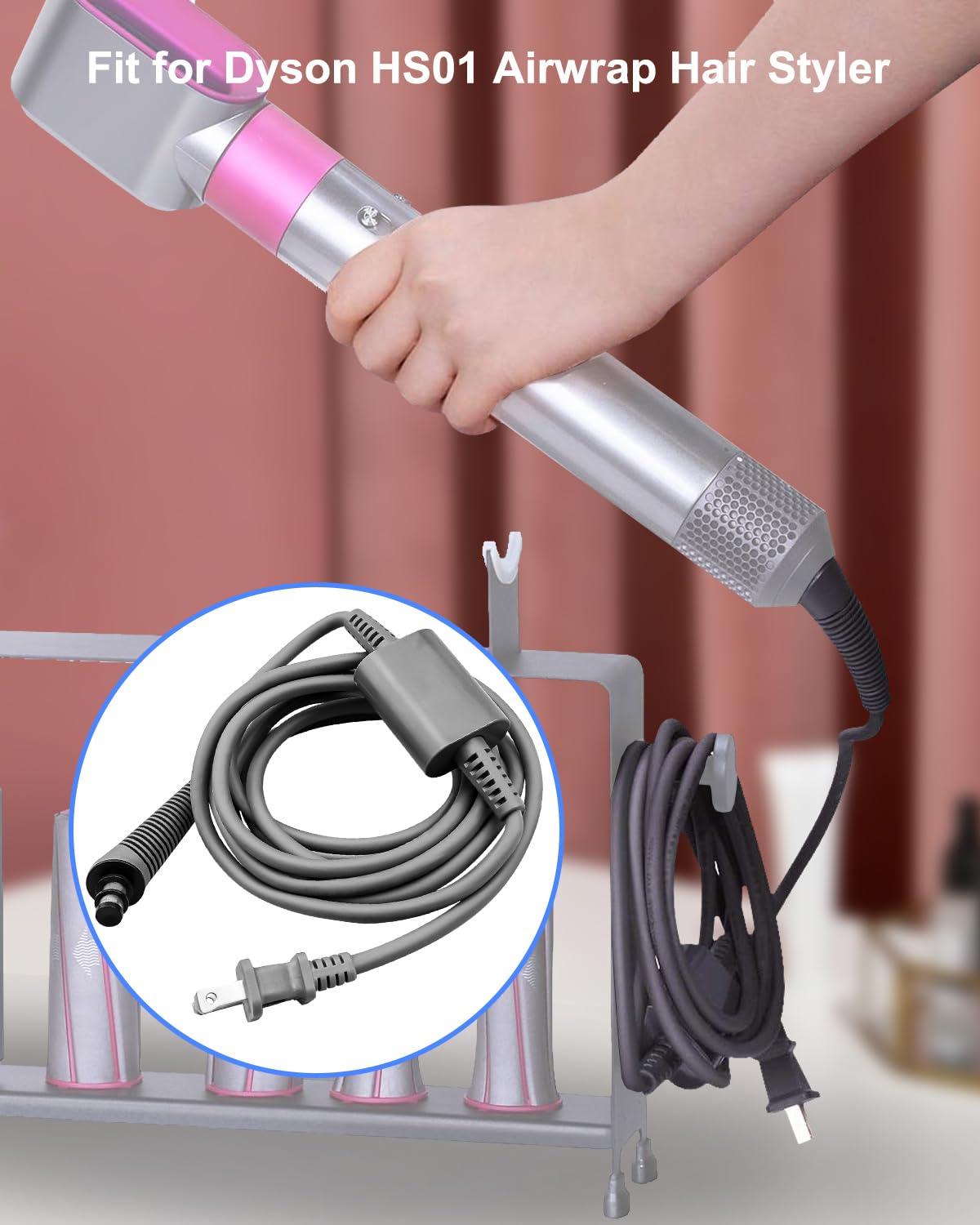 Cable de alimentación de varilla de pelo rizado para Dyson HS01 Air...