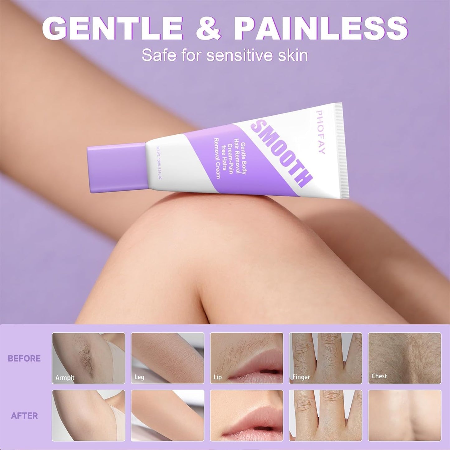 PHOFAY Crema depilatoria para pieles sensibles, mujeres y hombres,...