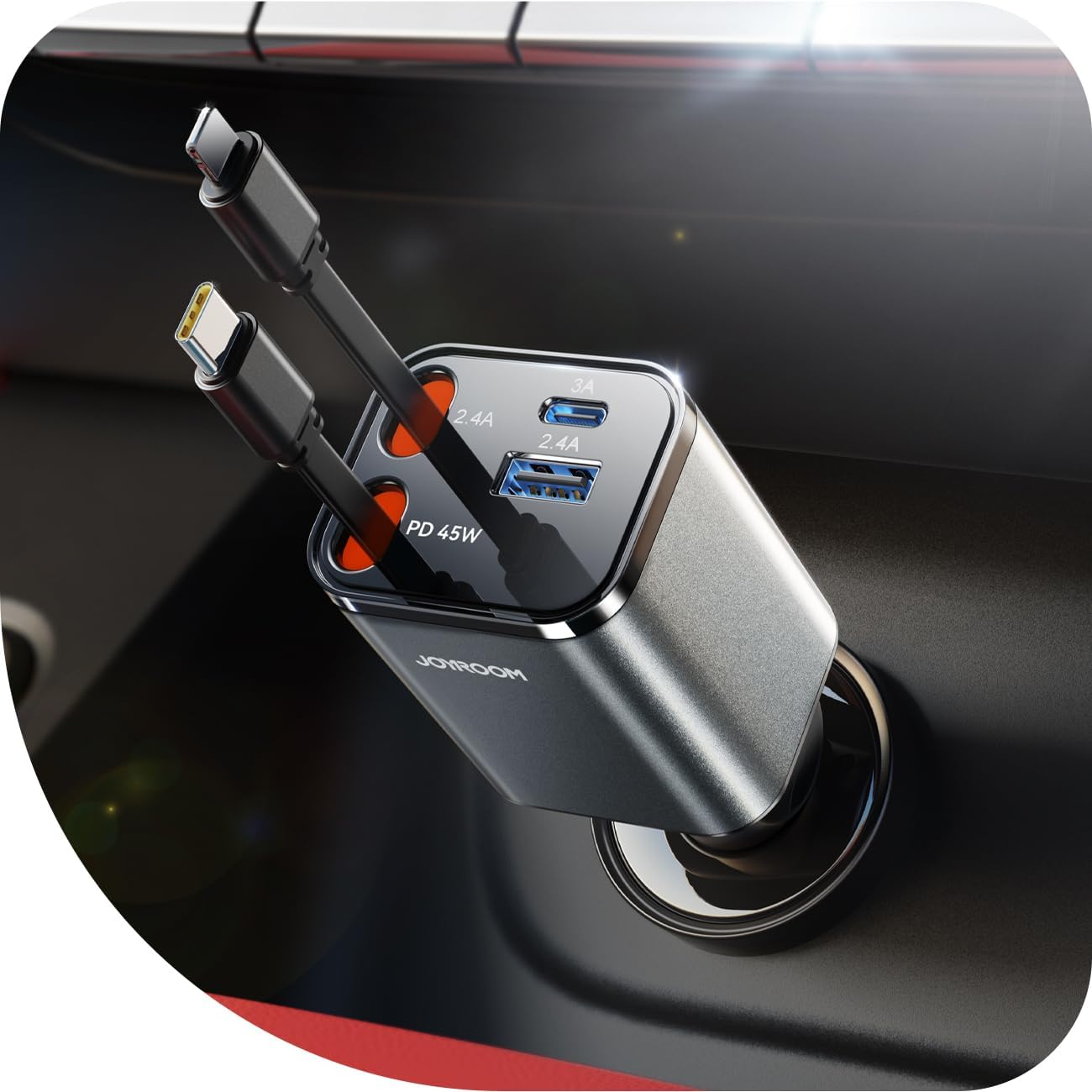 [2026 Ultra-compacto] JOYROOM Cargador retráctil para automóvil de...