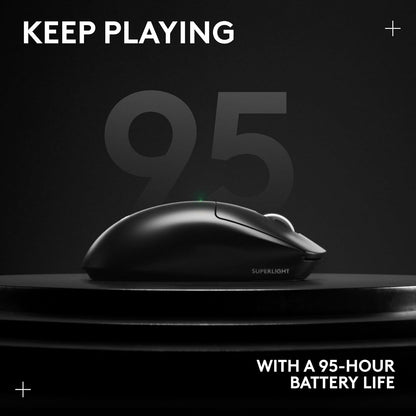 Logitech G PRO X Superlight 2 Ratón inalámbrico para juegos, 60g Pro-Grade con 5 botones programables, sensor 44k DPI, tasa de reporte de 8kHz, carga USB-C para PC/Mac - Negro