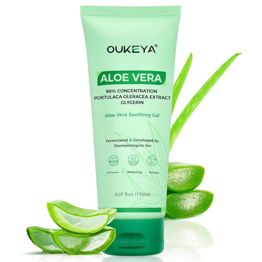 OUKEYA Gel de aloe vera: calmante, hidratante y nutritivo para cara...