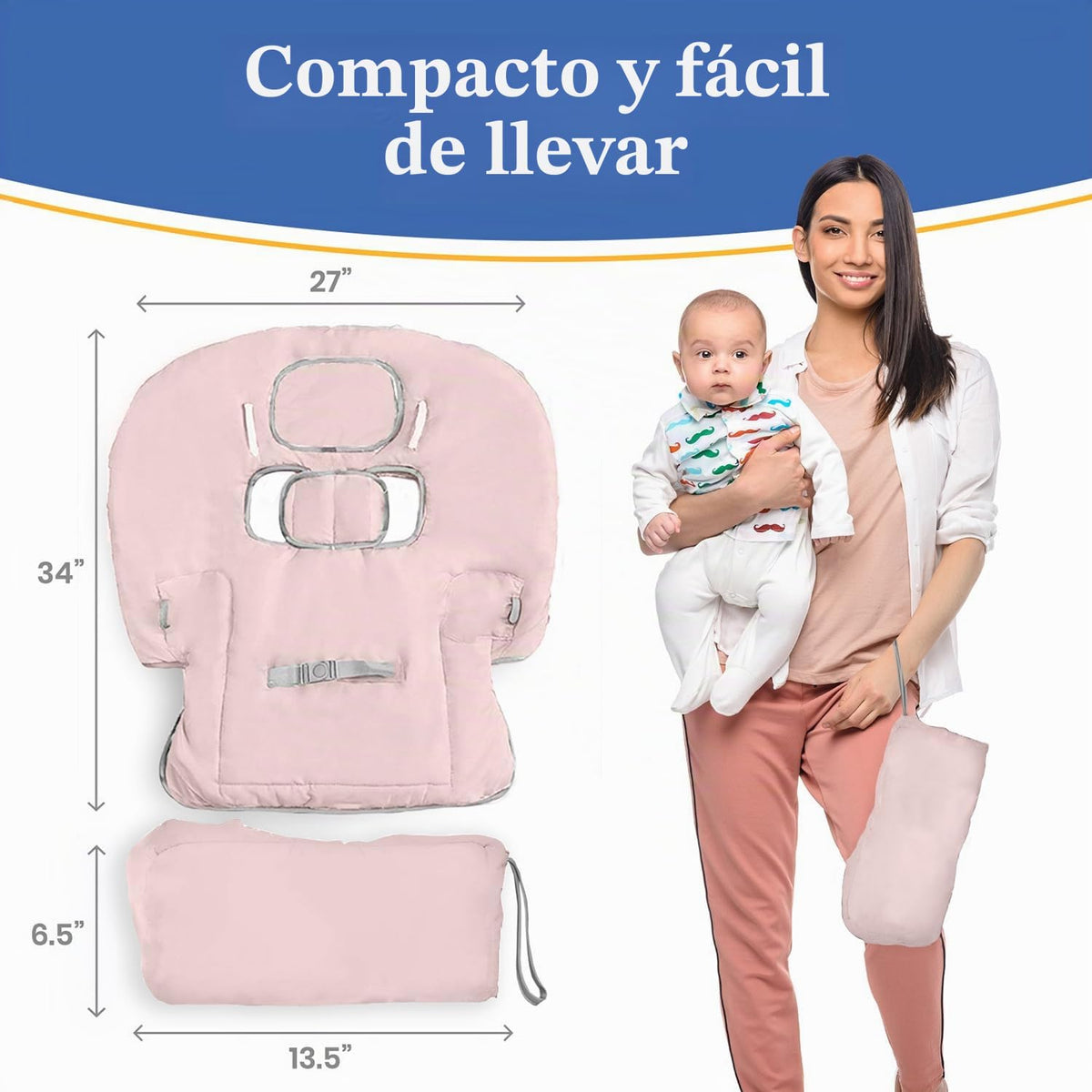 PILLANI Asiento de carrito de compras para bebé, funda de silla alt...