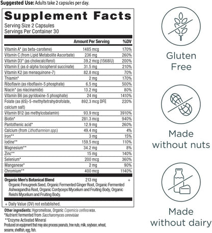 Ancient Nutrition Multivitamínico para hombres, multivitamínico fer...