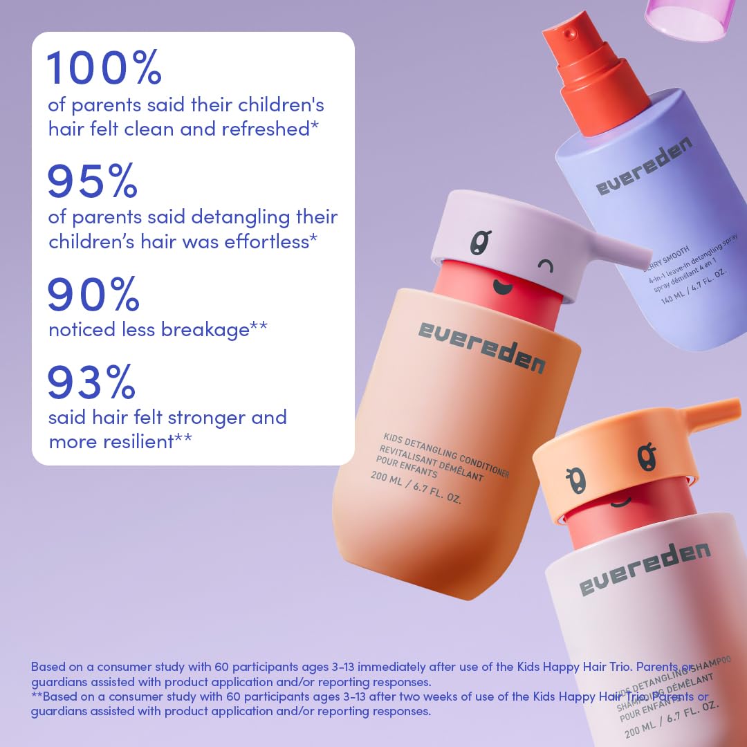 Evereden Kids - Juego de champú, acondicionador y espray desenredan...